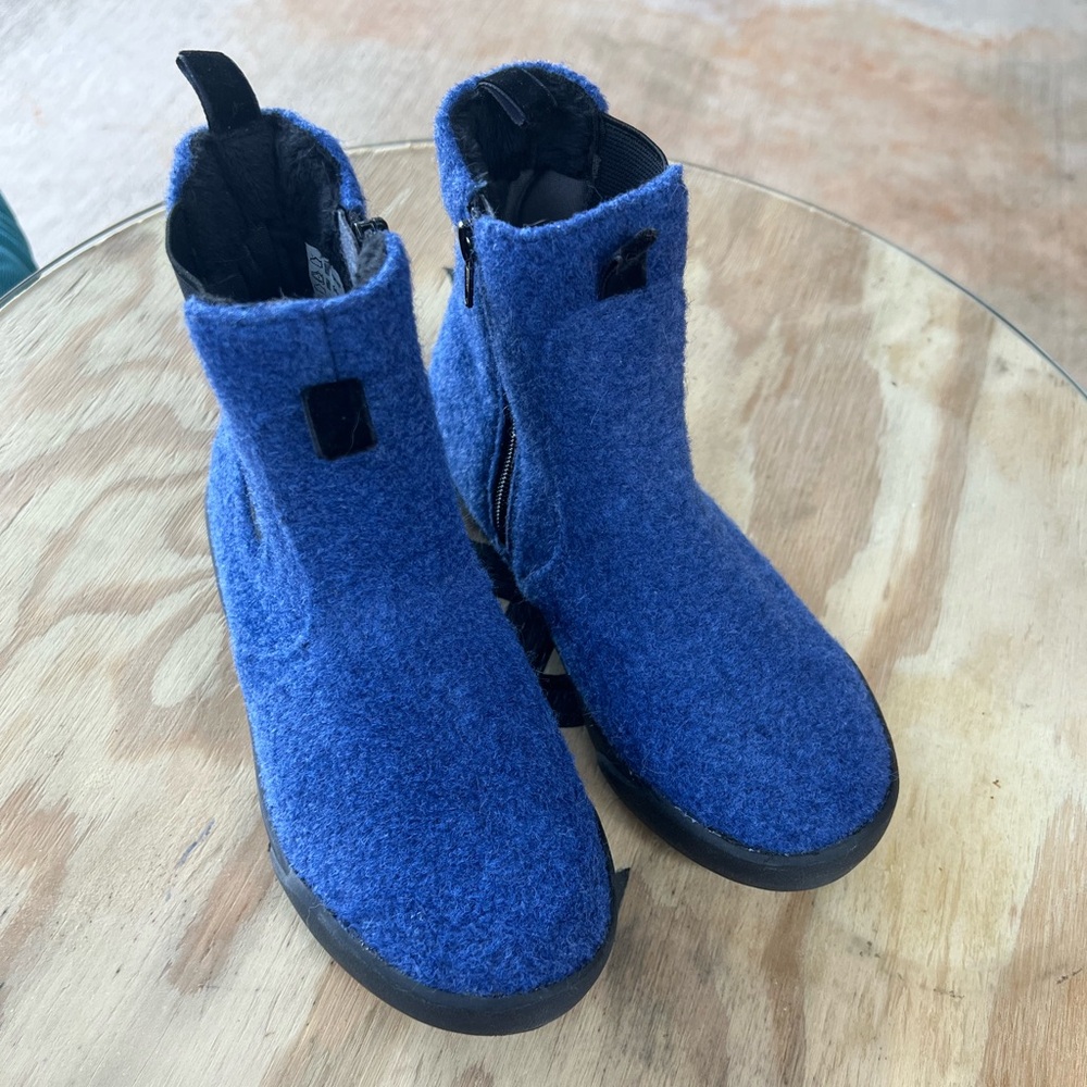 Eclipse Blue Felt Flexible Boys Girls Pediped Warm Winter Zip Boots size 1